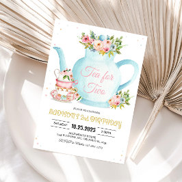 Invitación Chica Par-Tea Floral Oro Rosa Whimsical Cumpleaños