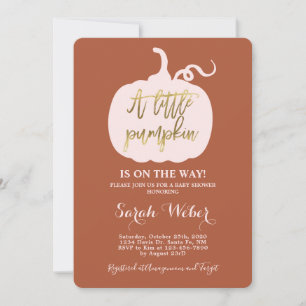 Invitación chica para la ducha de bebé de calabaza otoñal