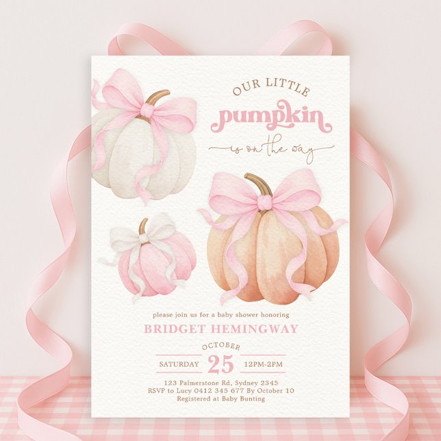Invitación Chica Pastel de Calabaza Rosa Baby Shower (Subido por el creador)