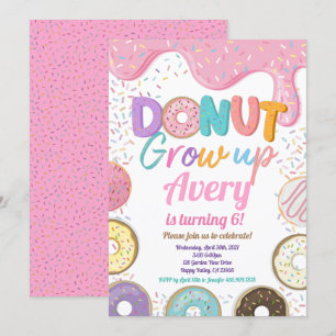 Invitación Chica Pastel Rosado de la fiesta de cumpleaños No