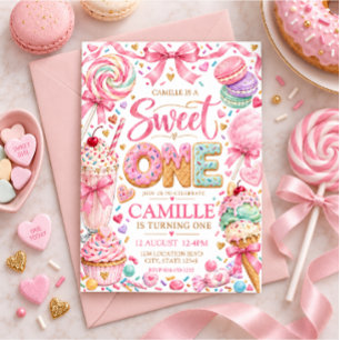 Invitación Chica Pastelería Dulce Primer Cumpleaños