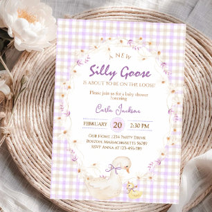 Invitación Chica Pato de Cuadros Silly Goose Baby Shower