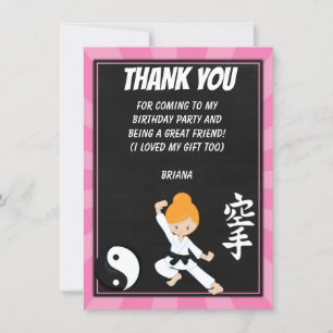 Invitación Chica Pelo Rojo Karate Fiesta Cumpleaños Gracias I