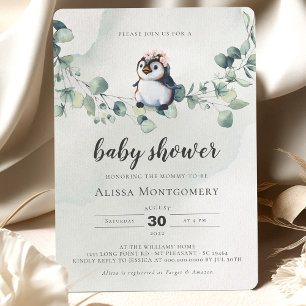 Invitación Chica Penguin Baby Shower