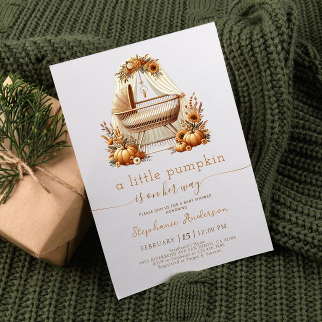 Invitación Chica Pequeña Calabaza Cae Boho Baby Shower (Subido por el creador)