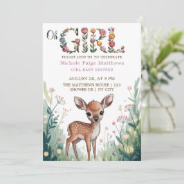 Invitación Chica: Pequeño ciervo Fawn Baby Shower