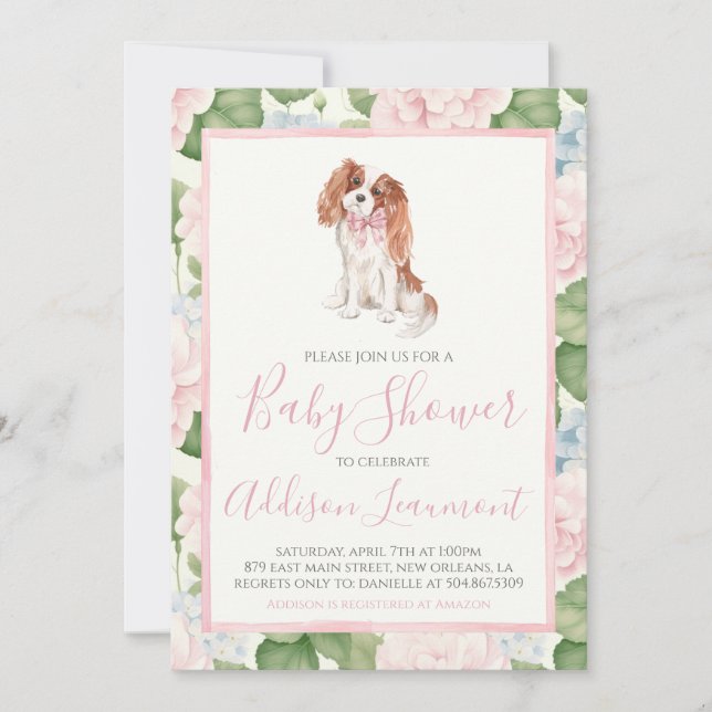 Invitación Chica Perro Cachorro Baby Shower (Anverso)