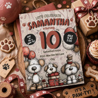 Chica Perro Cachorro Rústico Cumple 10 Años