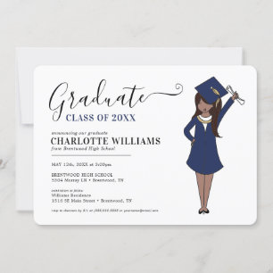 Invitación Chica Personalizable Avatar  Graduación en la escu