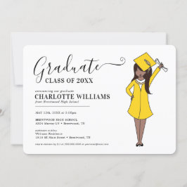 Invitación Chica Personalizable Avatar| Graduación en la escu