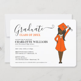 Invitación Chica Personalizable Avatar| Graduación en la escu