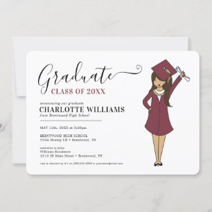 Invitación Chica Personalizable Avatar  Graduación en la escu