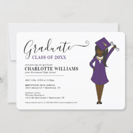 Invitación Chica Personalizable Avatar| Graduación en la escu