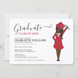 Invitación Chica Personalizable Avatar| Graduación en la escu