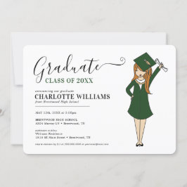 Invitación Chica Personalizable Avatar| Graduación en la escu