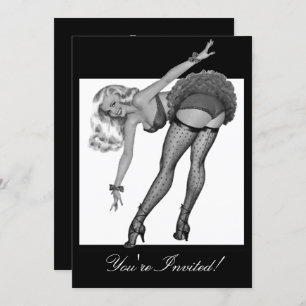 Invitación Chica Pin-Up de estilo blanco y negro 19