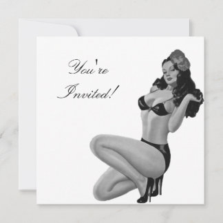 Invitación Chica Pin-Up de estilo blanco y negro 2