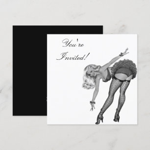 Invitación  Chica Pin-Up de estilo negro y blanco 