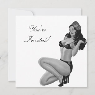 Invitación  Chica Pin-Up Estilo Blanco & Negro 20