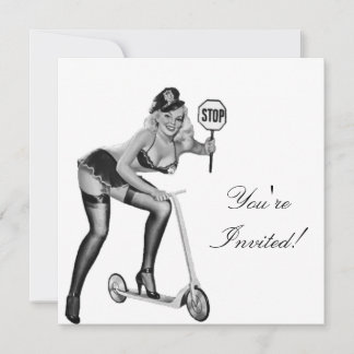 Invitación Chica Pin-Up Estilo Blanco y Negro 1