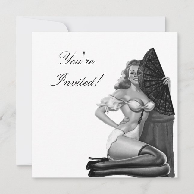 Invitación Chica Pin-Up Estilo Blanco y Negro 21 (Anverso)