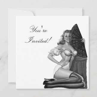 Invitación Chica Pin-Up Estilo Blanco y Negro 21