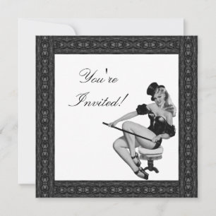 Invitación Chica Pin-Up Estilo Blanco y Negro 5