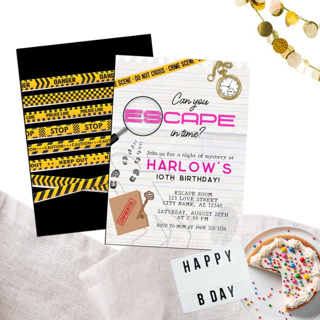 Invitación Chica Pink Mystery Escape Room Birday (Subido por el creador)