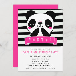 Invitación Chica Pink Panda 6a fiesta de cumpleaños