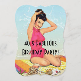 Invitación Chica Pinup de época y Fiesta de Shell de mar