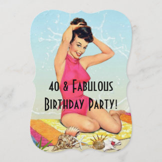 Invitación Chica Pinup de época y Fiesta de Shell de mar