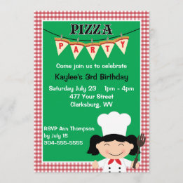 Invitación Chica Pizza Fiesta