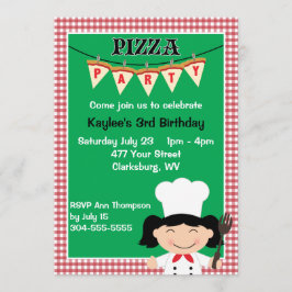 Invitación Chica Pizza Fiesta