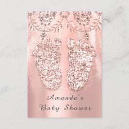 Invitación Chica Plata de pies Baby Shower Royal Rosa Diamond