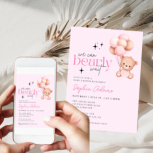 Invitación Chica Podemos Esperar A Que Teddy Bear Baby Shower