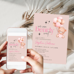 Invitación Chica Podemos Esperar A Que Teddy Bear Baby Shower