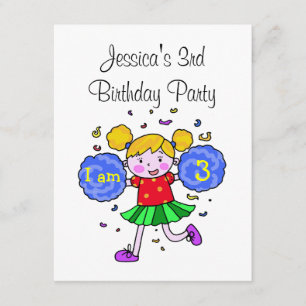 Invitación chica porrista de 3 años fiesta