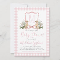 Chica preppy de perro rosado del sur Baby Shower