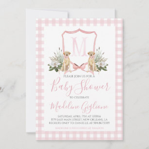 Invitación Chica preppy de perro rosado del sur Baby Shower