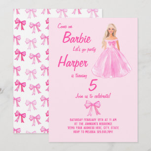 Invitación Chica Preppy Doll Birthday Coquette