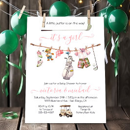 Invitación Chica Preppy Golf Baby Shower