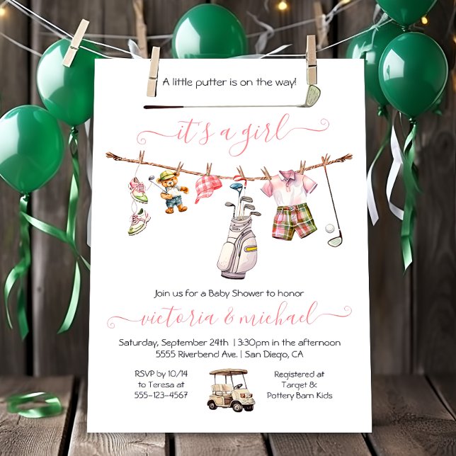 Invitación Chica Preppy Golf Baby Shower (Subido por el creador)