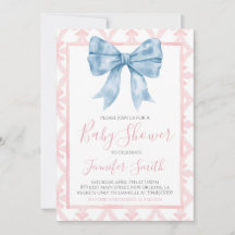 Chica Preppy Southern Blue Bow Baby Shower