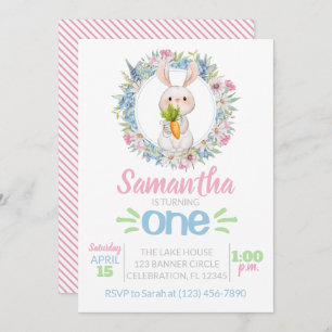 Invitación Chica primer cumpleaños, fiesta acuática de Pascua