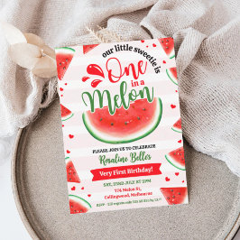 Invitación Chica Primer Cumpleaños Uno En Melón Primer Cumple