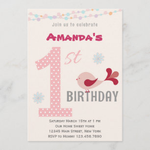 Invitación Chica Primer Día de fiesta de cumpleaños Invitació