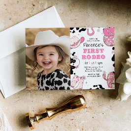 Invitación Chica Primer Rodeo foto fiesta de primer cumpleaño