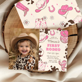 Invitación Chica Primer Rodeo foto fiesta de primer cumpleaño