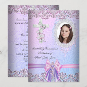 Invitación Chica Primero Bonito de la Santa Comunión Foto Ros