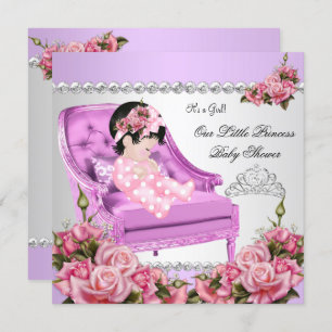 Invitación Chica Princesa Baby Shower Rosa Lavanda 2